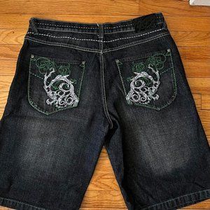 Insane Jinzu Jean Shorts - Black w/ Green Accents